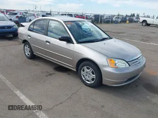 2001 Honda Civic LX with VIN 2HGES16511H554168, listed as a IAAI auction lot 42009621 with 163,801 mi miles. Bid and sale history available at carsss.com. Image 1.