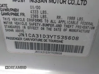 2000 Nissan Maxima GXE z VIN JN1CA31D3YT535608, wystawiony jako IAAI lot #40024772 z przebiegiem 282 778 mil mil oraz . Historia ofert i sprzedaży dostępna na DreamBid. Obrazek 9.