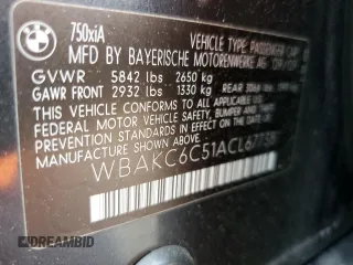 2010 BMW 7 Series 750i xDrive z VIN WBAKC6C51ACL67738, wystawiony jako Copart lot #57118295 z przebiegiem 124 911 mil mil oraz Szkoda całkowita • Salvage title. Historia ofert i sprzedaży dostępna na DreamBid. Obrazek 12.