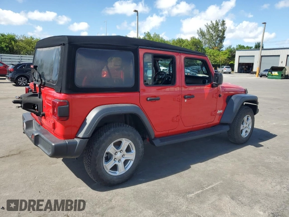 2020 Jeep Wrangler Unlimited Sport S with VIN 1C4HJXDG1LW216926, listed as a Copart auction lot 61456015 with Not provided miles and Salvage title. Bid and sale history available at DreamBid. Image 3.