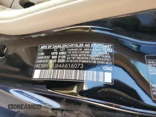 2004 Mercedes-Benz C 240 с VIN WDBRF61J64A616073, выставлен на аукционе Copart как лот 57144655 с пробегом 106 066 миль миль и Списание • Salvage title. История ставок и продаж доступна на DreamBid. Изображение 12.