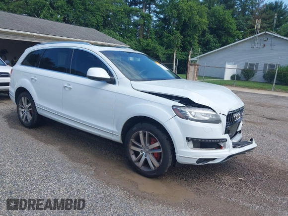 2014 Audi Q7 Premium Plus with VIN WA1LGAFE6ED015856, listed as a IAAI auction lot 42612500 with 96,946 mi miles and . Bid and sale history available at DreamBid. Image 1.