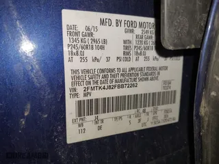 2015 Ford Edge SEL with VIN 2FMTK4J82FBB72262, listed as a IAAI auction lot 41817779 with 83,380 mi miles. Bid and sale history available at carsss.com. Image 9.