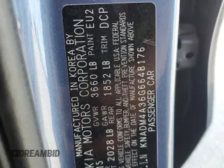 2016 Kia Rio LX with VIN KNADM4A36G6648176, listed as a Copart auction lot 70002694 with 45,154 mi miles and Salvage Title. Bid and sale history available at DreamBid. Image 12.