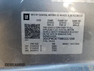 2021 Chevrolet Silverado 1500 RST with VIN 3GCPWDET5MG117159, listed as a Copart auction lot 85507964 with 83,260 mi miles and Salvage Title. Bid and sale history available at DreamBid. Image 13.