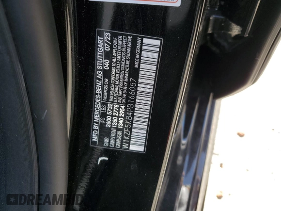 2023 Mercedes-Benz E 450 with VIN W1KZF5KB4PB166057, listed as a Copart auction lot 59031254 with Not Provided miles and Clean Title. Bid and sale history available at DreamBid. Image 12.