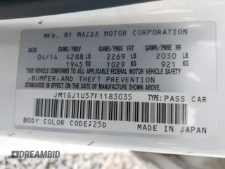 2015 Mazda 6 i Sport with VIN JM1GJ1U57F1183035, listed as a IAAI auction lot 41384011 with 152,172 mi miles. Bid and sale history available at carsss.com. Image 9.