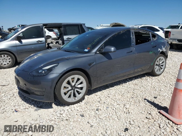 2022 Tesla Model 3 with VIN 5YJ3E1EA2NF188955, listed as a Copart auction lot 47263395 with 119,418 mi miles and Salvage Title. Bid and sale history available at DreamBid. Image 1.