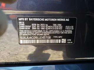 2020 BMW X5 M50i with VIN 5UXJU4C09LLE45708, listed as a Copart auction lot 58155442 with Not Provided miles. Bid and sale history available at carsss.com. Image 10.