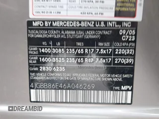 2006 Mercedes-Benz M 350 with VIN 4JGBB86E46A046269, listed as a IAAI auction lot 41561966 with 117,012 mi miles and . Bid and sale history available at DreamBid. Image 9.