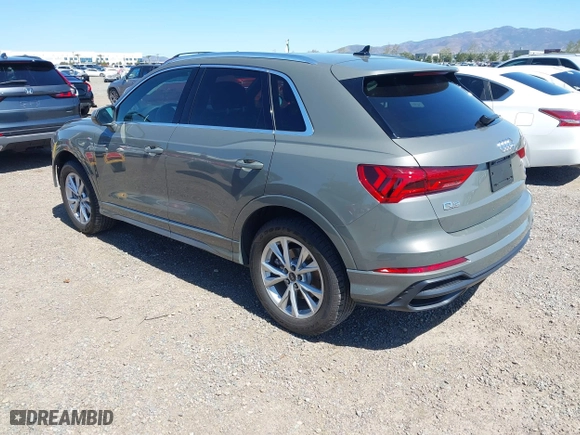 2021 Audi Q3 S line Premium with VIN WA1DECF30M1034147, listed as a IAAI auction lot 41809344 with 25,120 mi miles. Bid and sale history available at carsss.com. Image 3.