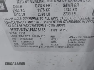2015 GMC Terrain SLE with VIN 2GKFLWEK1F6376113, listed as a IAAI auction lot 41623963 with 51,476 mi miles and . Bid and sale history available at carsss.com. Image 9.