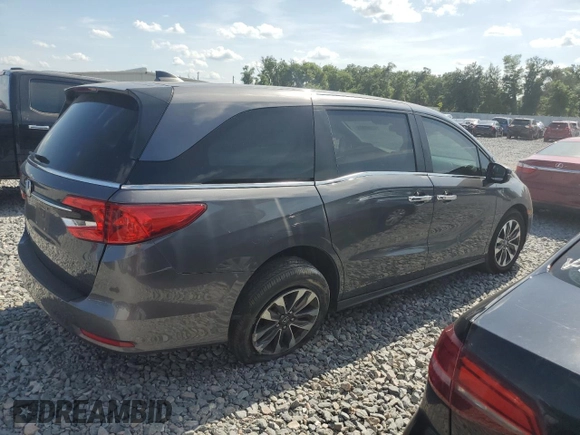 2023 Honda Odyssey EX-L z VIN 5FNRL6H60PB058132, wystawiony jako Copart lot #57802385 z przebiegiem 17 248 mil mil oraz Szkoda całkowita • Salvage title. Historia ofert i sprzedaży dostępna na DreamBid. Obrazek 3.