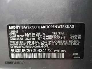 2016 BMW X6 xDrive50i with VIN 5UXKU6C57G0R34172, listed as a Copart auction lot 80620823 with 139,163 mi miles. Bid and sale history available at carsss.com. Image 15.
