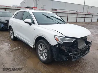 2023 Audi Q3 S line Premium with VIN WA1DECF35P1127797, listed as a IAAI auction lot 41353532 with 34,581 mi miles. Bid and sale history available at carsss.com. Image 1.