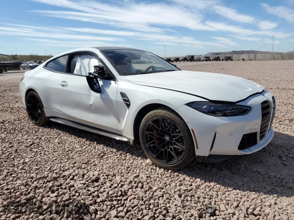 2023 BMW M4 Competition xDrive with VIN WBS43AZ05PCL79290, listed as a Copart auction lot 46134205 with 11,966 mi miles and Salvage Title. Bid and sale history available at carsss.com. Image 4.