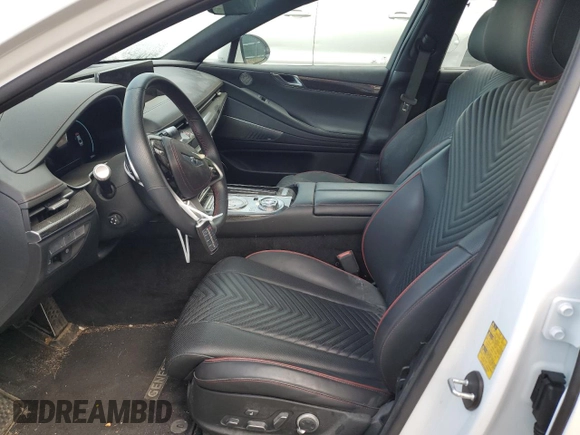 2022 Genesis G80 Sport with VIN KMTGB4SD1NU127325, listed as a Copart auction lot 70395384 with 28,844 mi miles and Salvage Title. Bid and sale history available at DreamBid. Image 7.