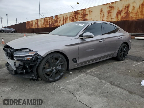 2023 Genesis G70 3.3T with VIN KMTG54TE4PU135081, listed as a Copart auction lot 55341144 with 3,637 mi miles and Salvage Title. Bid and sale history available at carsss.com. Image 1.