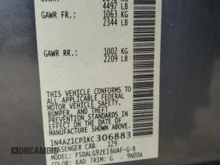 2019 Nissan LEAF SV with VIN 1N4AZ1CP1KC306883, listed as a Copart auction lot 58795165 with Not provided miles and Salvage title. Bid and sale history available at DreamBid. Image 12.