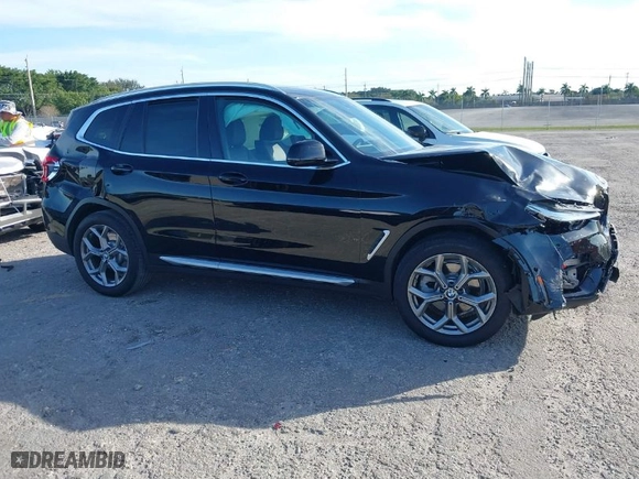 2021 BMW X3 sDrive30i with VIN 5UXTY3C06M9H54834, listed as a IAAI auction lot 41254428 with 28,987 mi miles. Bid and sale history available at carsss.com. Image 1.