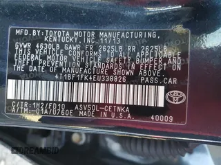 2014 Toyota Camry L with VIN 4T1BF1FK4EU338826, listed as a Copart auction lot 85954234 with 44,785 mi miles and Salvage Title. Bid and sale history available at DreamBid. Image 13.