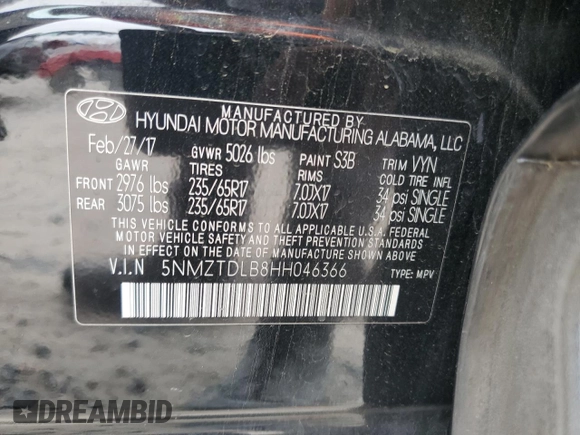 2017 Hyundai Santa Fe 2.4L z VIN 5NMZTDLB8HH046366, wystawiony jako Copart lot #52258495 z przebiegiem 77 013 mil mil oraz Czysty tytuł • Clean title. Historia ofert i sprzedaży dostępna na DreamBid. Obrazek 13.