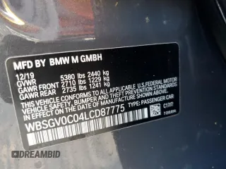 2020 BMW M8 Competition z VIN WBSGV0C04LCD87775, wystawiony jako Copart lot #64754192 z przebiegiem Nie podano mil oraz . Historia ofert i sprzedaży dostępna na DreamBid. Obrazek 10.