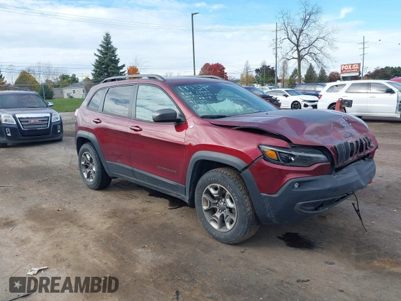 2019 Jeep Cherokee Trailhawk Elite with VIN 1C4PJMBX6KD378848, listed as a IAAI auction lot 40754408 with 52,901 mi miles. Bid and sale history available at carsss.com. Image 1.