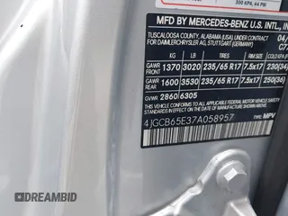 2007 Mercedes-Benz R 3.5L with VIN 4JGCB65E37A058957, listed as a IAAI auction lot 42259937 with 107,245 mi miles and . Bid and sale history available at DreamBid. Image 9.