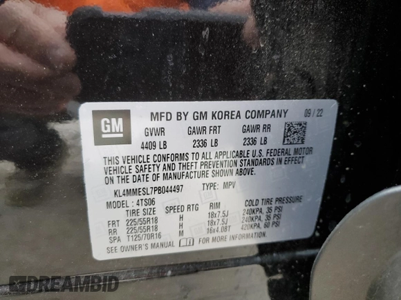 2023 Buick Encore GX Select с VIN KL4MMESL7PB044497, выставлен на аукционе Copart как лот 51382635 с пробегом 6 366 миль миль и Списание • Salvage title. История ставок и продаж доступна на DreamBid. Изображение 15.
