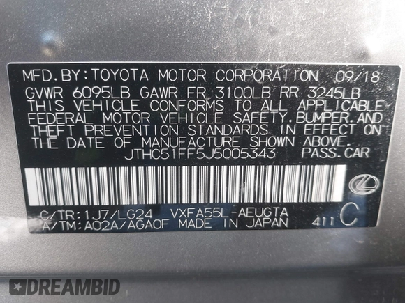 2018 Lexus LS 500 z VIN JTHC51FF5J5005343, wystawiony jako IAAI lot #41582364 z przebiegiem 93 085 mil mil oraz . Historia ofert i sprzedaży dostępna na DreamBid. Obrazek 9.