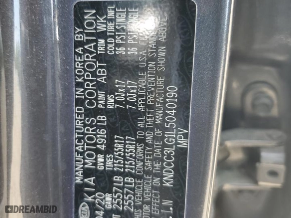 2020 Kia Niro EV EX with VIN KNDCC3LG1L5040190, listed as a Copart auction lot 61534084 with 33,064 mi miles and Salvage Title. Bid and sale history available at carsss.com. Image 13.