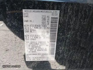 2019 Nissan Pathfinder SV with VIN 5N1DR2MN6KC611608, listed as a IAAI auction lot 41325452 with 80,811 mi miles. Bid and sale history available at carsss.com. Image 9.