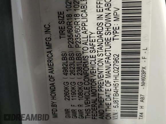 2017 Acura RDX Technology z VIN 5J8TB4H51HL027962, wystawiony jako Copart lot #52679845 z przebiegiem 81 233 mil mil oraz Szkoda całkowita • Salvage title. Historia ofert i sprzedaży dostępna na DreamBid. Obrazek 15.