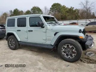 2024 Jeep Wrangler Sahara with VIN 1C4PJXENXRW153777, listed as a Copart auction lot 46066605 with 16,707 mi miles and Salvage Title. Bid and sale history available at DreamBid. Image 4.