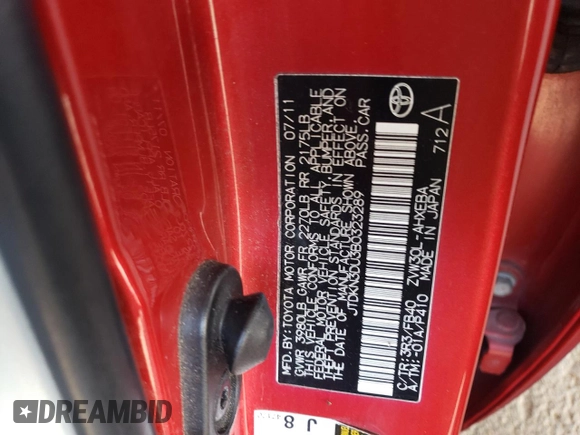 2011 Toyota Prius I with VIN JTDKN3DU3B0323289, listed as a Copart auction lot 51705975 with 159,482 mi miles and Salvage Title. Bid and sale history available at carsss.com. Image 14.