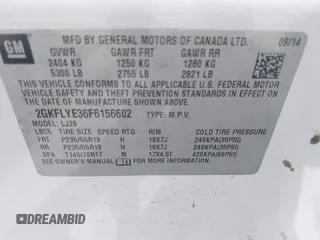 2015 GMC Terrain SLT with VIN 2GKFLYE36F6156602, listed as a IAAI auction lot 42528005 with 87,282 mi miles and . Bid and sale history available at DreamBid. Image 9.