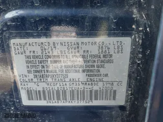 2019 Nissan Sentra SR with VIN 3N1AB7APXKY377529, listed as a IAAI auction lot 41643338 with 82,872 mi miles. Bid and sale history available at carsss.com. Image 9.
