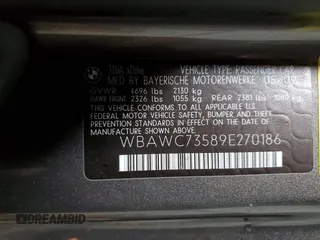 2009 BMW 3 Series 335i xDrive with VIN WBAWC73589E270186, listed as a Copart auction lot 82316944 with 109,494 mi miles and Salvage title. Bid and sale history available at DreamBid. Image 13.