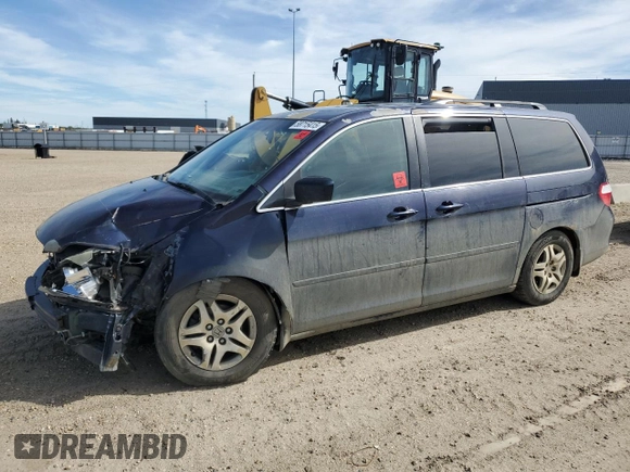 2006 Honda Odyssey EX-L z VIN 5FNRL38706B128265, wystawiony jako Copart lot #58715415 z przebiegiem 377 656 mil mil oraz Szkoda całkowita • Salvage title. Historia ofert i sprzedaży dostępna na DreamBid. Obrazek 1.