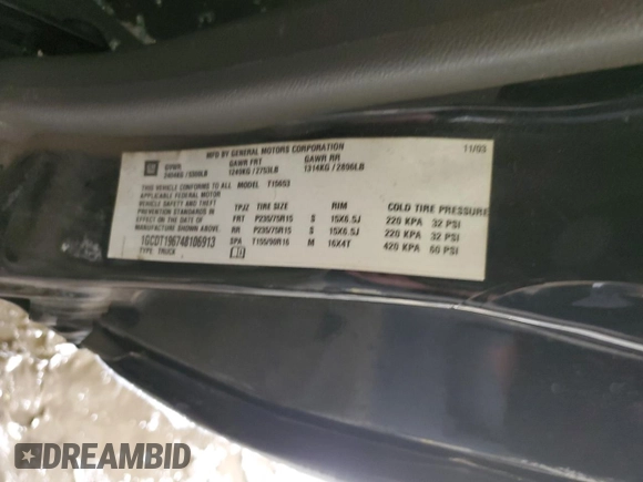 2004 Chevrolet Colorado LS Z71 with VIN 1GCDT196748106913, listed as a Copart auction lot 45344835 with 0 mi miles and Salvage Title. Bid and sale history available at carsss.com. Image 13.
