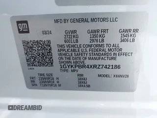 2024 Cadillac XT6 AWD Luxury with VIN 1GYKPBR4XRZ742186, listed as a IAAI auction lot 42265469 with 16,688 mi miles and . Bid and sale history available at DreamBid. Image 9.