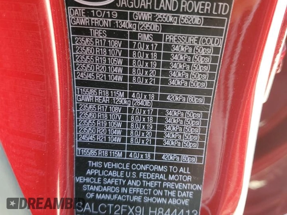 2020 Land Rover Discovery Sport S R-Dynamic with VIN SALCT2FX9LH844413, listed as a Copart auction lot 81675314 with 45,113 mi miles and Salvage Title. Bid and sale history available at carsss.com. Image 13.