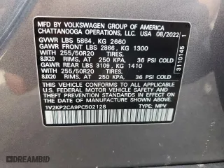 2023 Volkswagen Atlas 2.0T SE w/Technology with VIN 1V2KP2CA9PC502128, listed as a Copart auction lot 50658785 with 57,595 mi miles and Salvage Title. Bid and sale history available at carsss.com. Image 14.