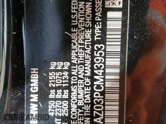 2023 BMW M4 Competition with VIN WBS33AZ03PCM43953, listed as a Copart auction lot 70176304 with 0 mi miles and Salvage Title. Bid and sale history available at carsss.com. Image 13.