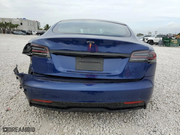 2023 Tesla Model S with VIN 5YJSA1E58PF498685, listed as a Copart auction lot 41690475 with 0 mi miles and Salvage Title. Bid and sale history available at carsss.com. Image 6.