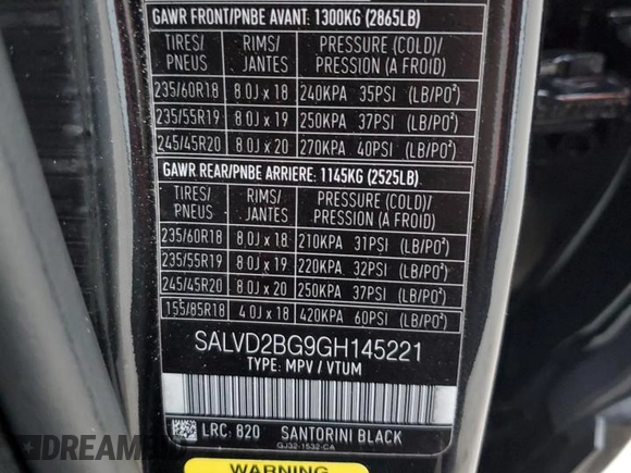 2016 Land Rover Range Rover Evoque HSE Dynamic z VIN SALVD2BG9GH145221, wystawiony jako Copart lot #79700814 z przebiegiem 147 673 mil mil oraz Szkoda całkowita • Salvage title. Historia ofert i sprzedaży dostępna na DreamBid. Obrazek 16.