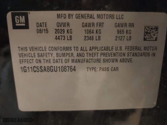 2016 Chevrolet Malibu Limited LT with VIN 1G11C5SA8GU108764, listed as a IAAI auction lot 41805654 with 90,976 mi miles. Bid and sale history available at carsss.com. Image 9.