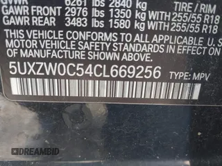 2012 BMW X5 35d with VIN 5UXZW0C54CL669256, listed as a IAAI auction lot 42662273 with 138,517 mi miles and . Bid and sale history available at DreamBid. Image 9.
