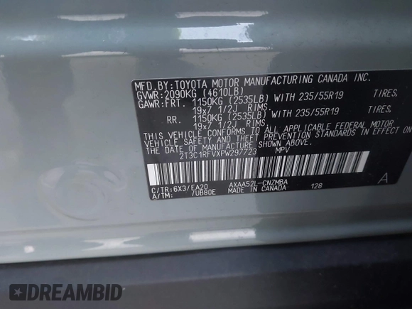 2023 Toyota RAV4 XLE Premium с VIN 2T3C1RFVXPW297723, выставлен на аукционе IAAI как лот 41795087 с пробегом 15 828 миль миль и . История ставок и продаж доступна на DreamBid. Изображение 9.